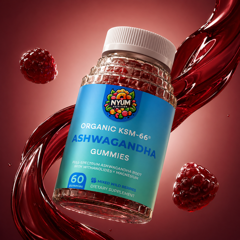 Organic KSM-66® Ashwagandha Gummies — Stress, Sleep & Immune Support (60 Gummies)