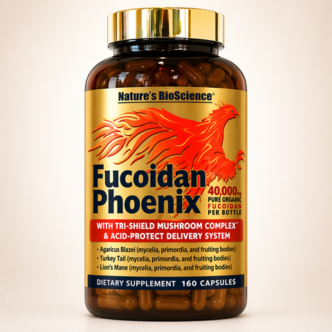 Fucoidan Phoenix™ — Premium Fucoidan + Tri-Shield Mushroom Complex (160 Acid-Resistant Capsules)