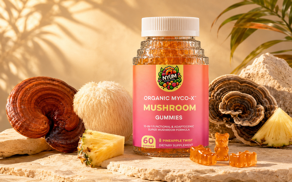 MYCO-X Mushroom Gummies with pineapple, Reishi, lion's mane and turkey tail