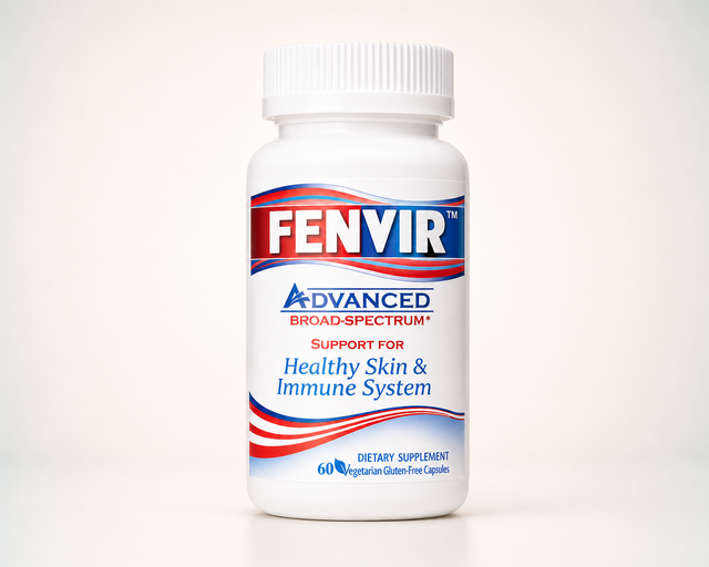 Fenvir Advanced bottle on a warm ivory studio background